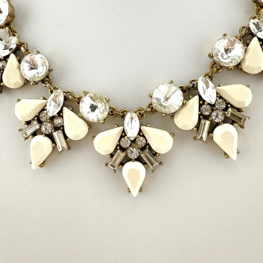 J. Crew White and Gold Floral Necklace